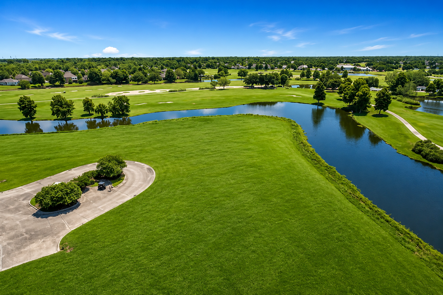 Aerial view of expansive professionally presented grounds
