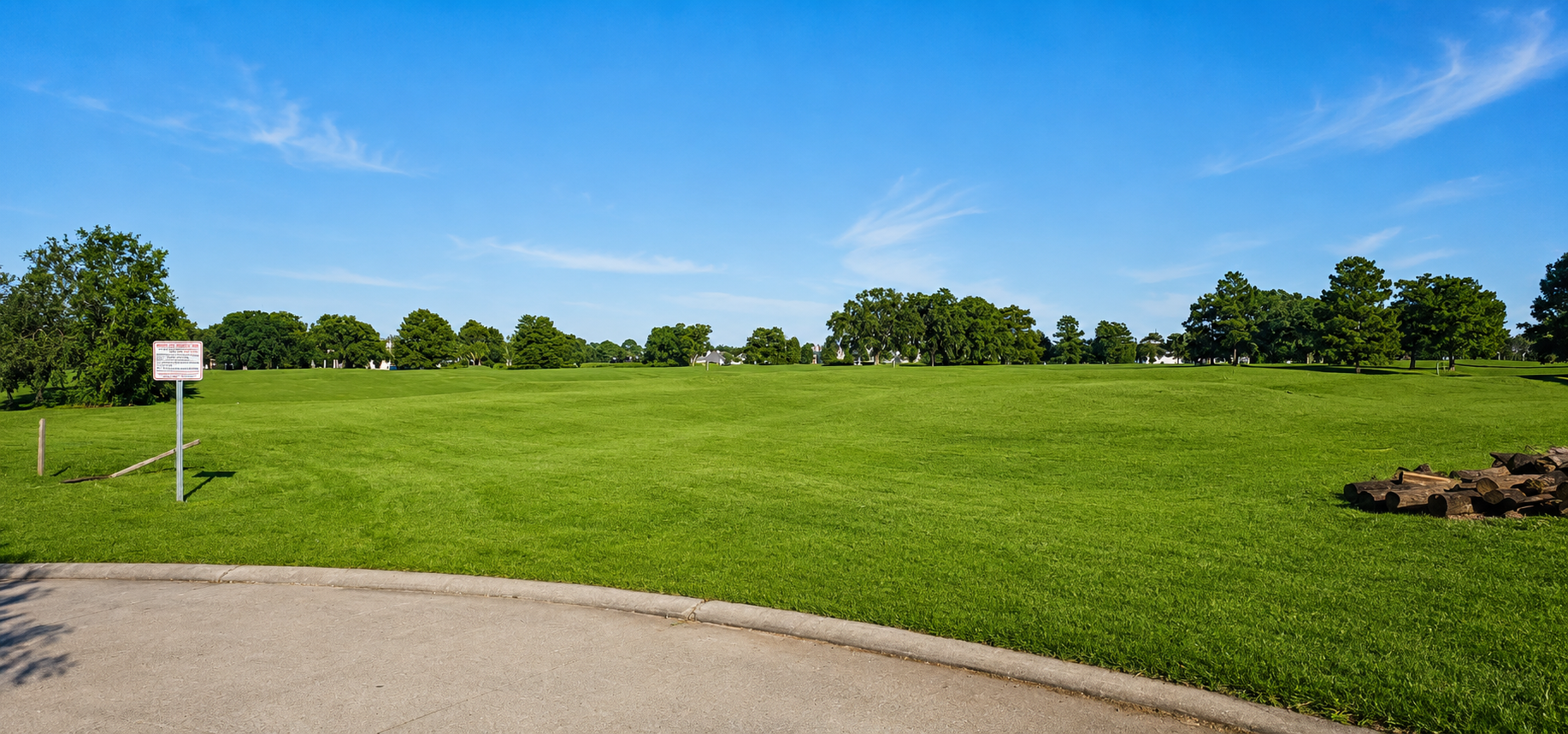 Wide view of clean and professionally presented green space